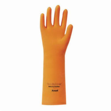 Ansell 26-665-9 Heavy Duty Chemical Resistant Gloves, SZ 9, Orange, Natural Latex Rubber
