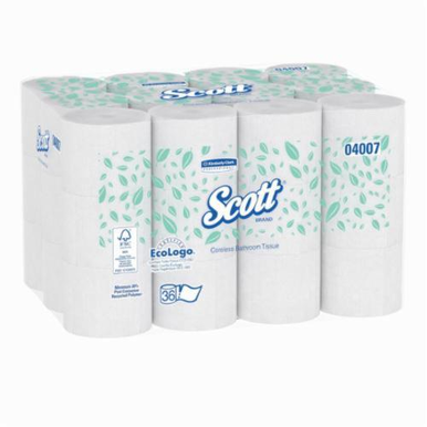 Scott 04007 Coreless Standard Roll Bathroom Tissue, Paper, White