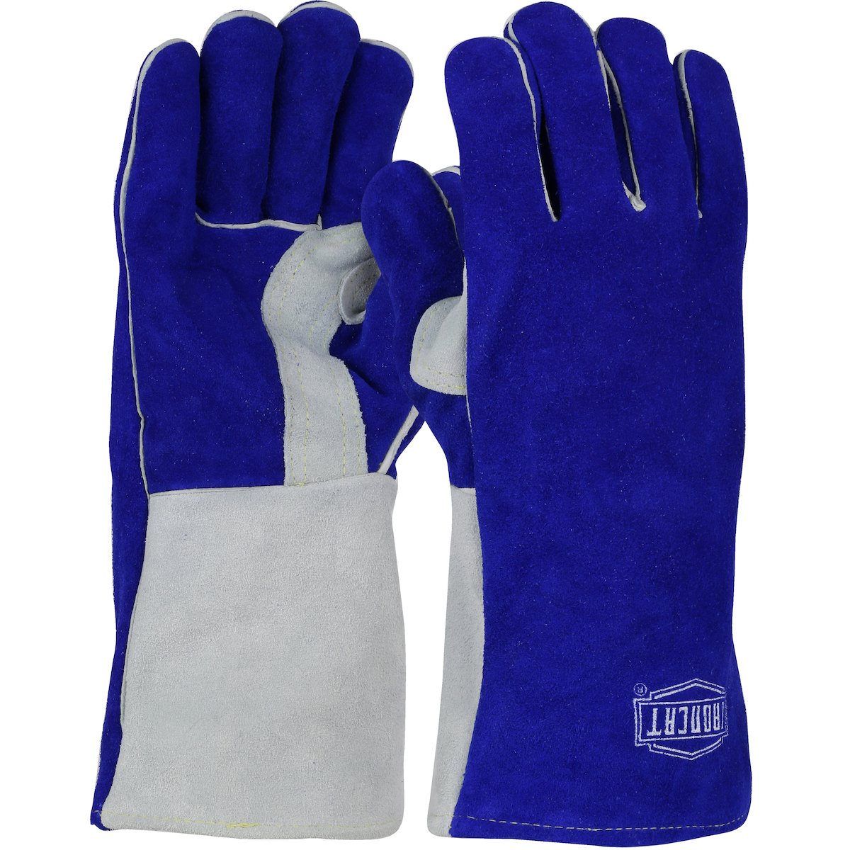Ironcat® 9051 Premium Grade Welding Gloves, XL, Blue, Wing Thumb, Split Cowhide Leather